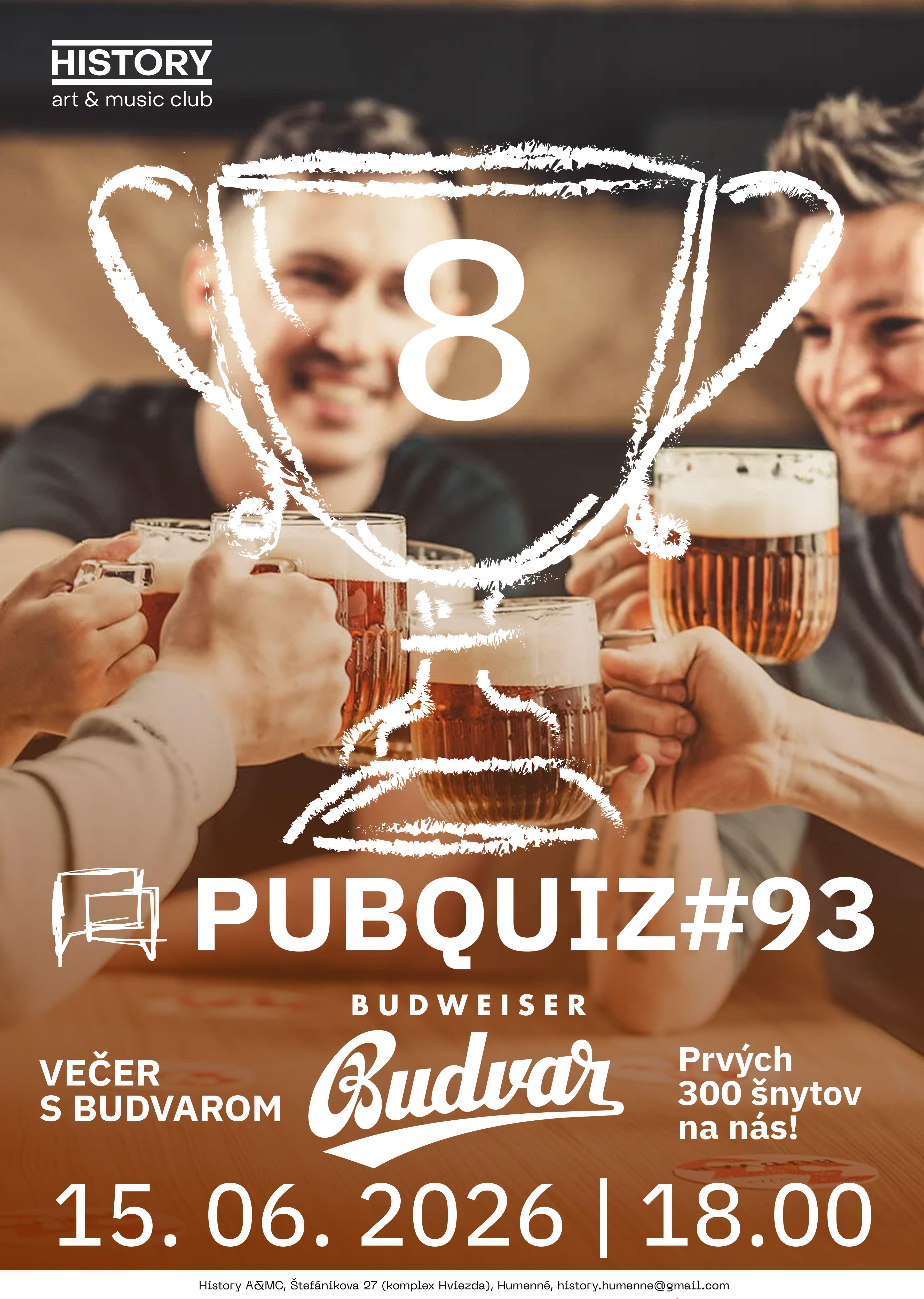 Plagát – PubQuiz Humenné #93 - BUDVAR Špeciál